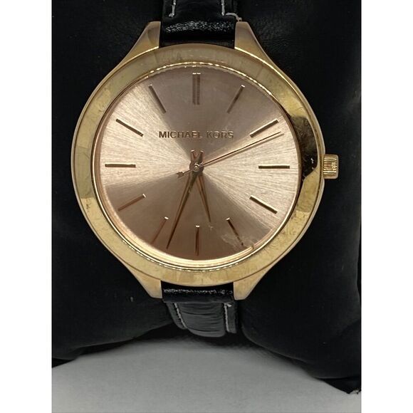 Michael Kors Runway MK2322 Women's Black Leather Analog Dial Quartz Watch JK438 - Picture 2 of 12